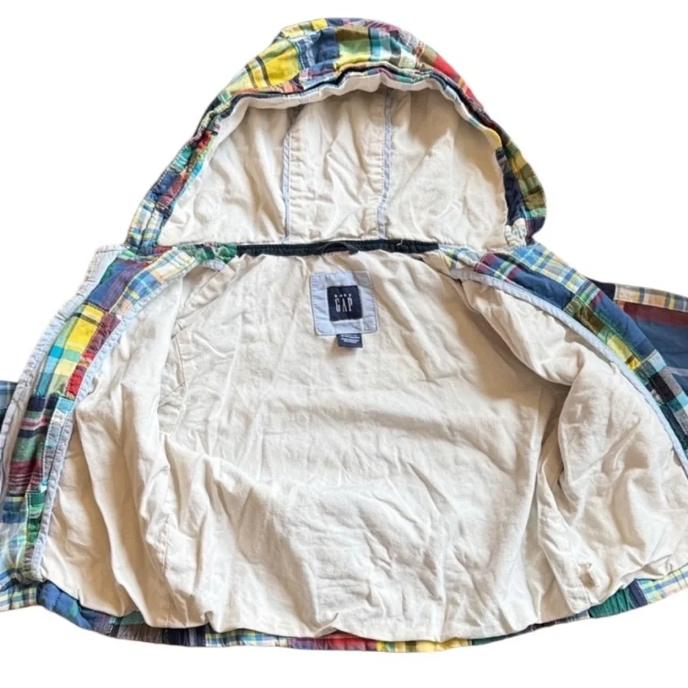 Vintage 2006 Baby Gap Madras Patchwork Hooded Jacket 18-24M Cotton Lined
